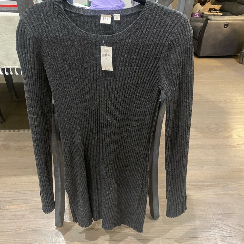 GAP Dark Gray Ribbed Knit Dress